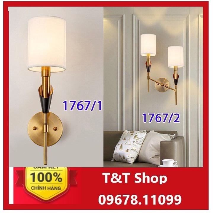 Đèn tường đơn và đôi mạ đồng chao vải 1767.