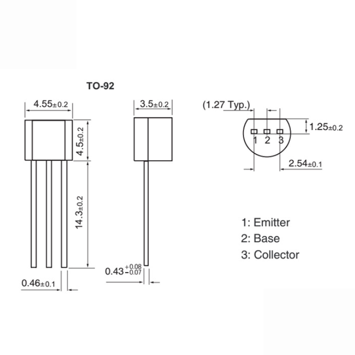 Sản phẩm BC557 TO-92 TRANS NPN 0.1A 45V