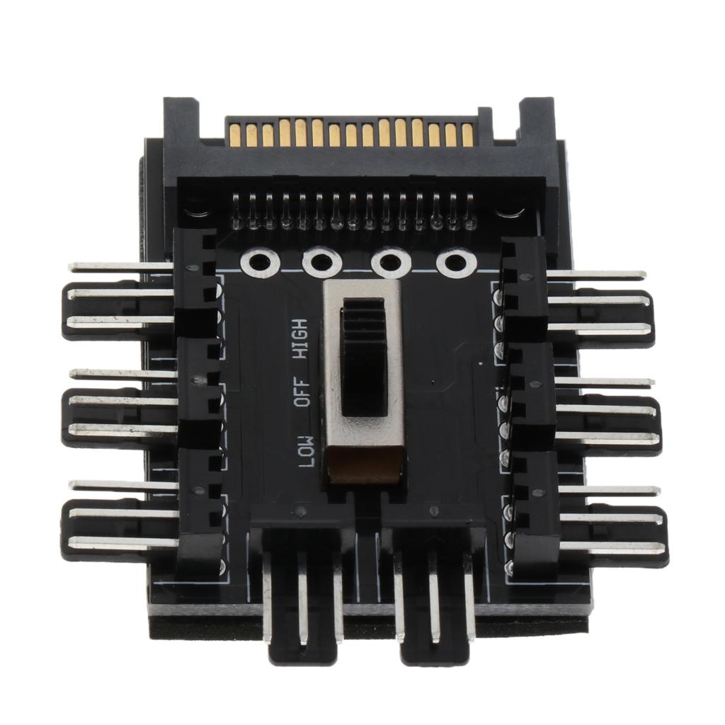 2xComputer Cooling SATA Fan Controller Fan Hub Governor With 3 Level Switch