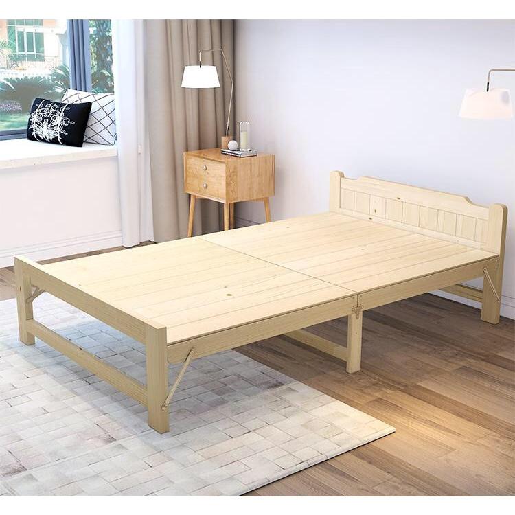 (tặng kèm đệm, gối) Giường ngủ - Giường ngủ gỗ thông xếp gọn 150x195 cm