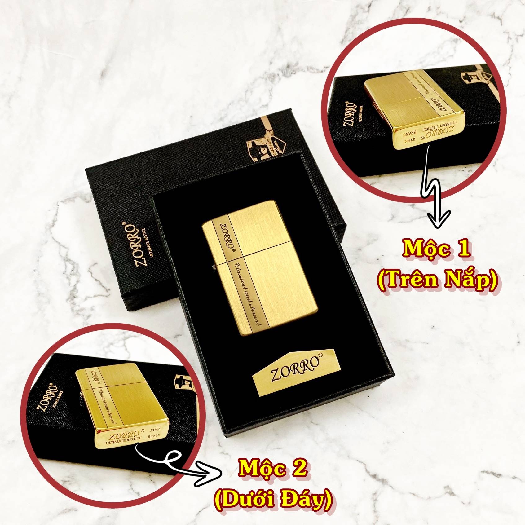 Hột Quẹt Bật Lửa Z91329 2 mộc đáy vân xước Fullbox - xài xăng
