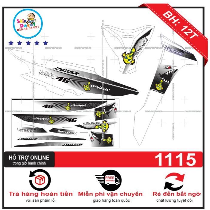 Tem rời wave 2017 cá mập dán xe trắng