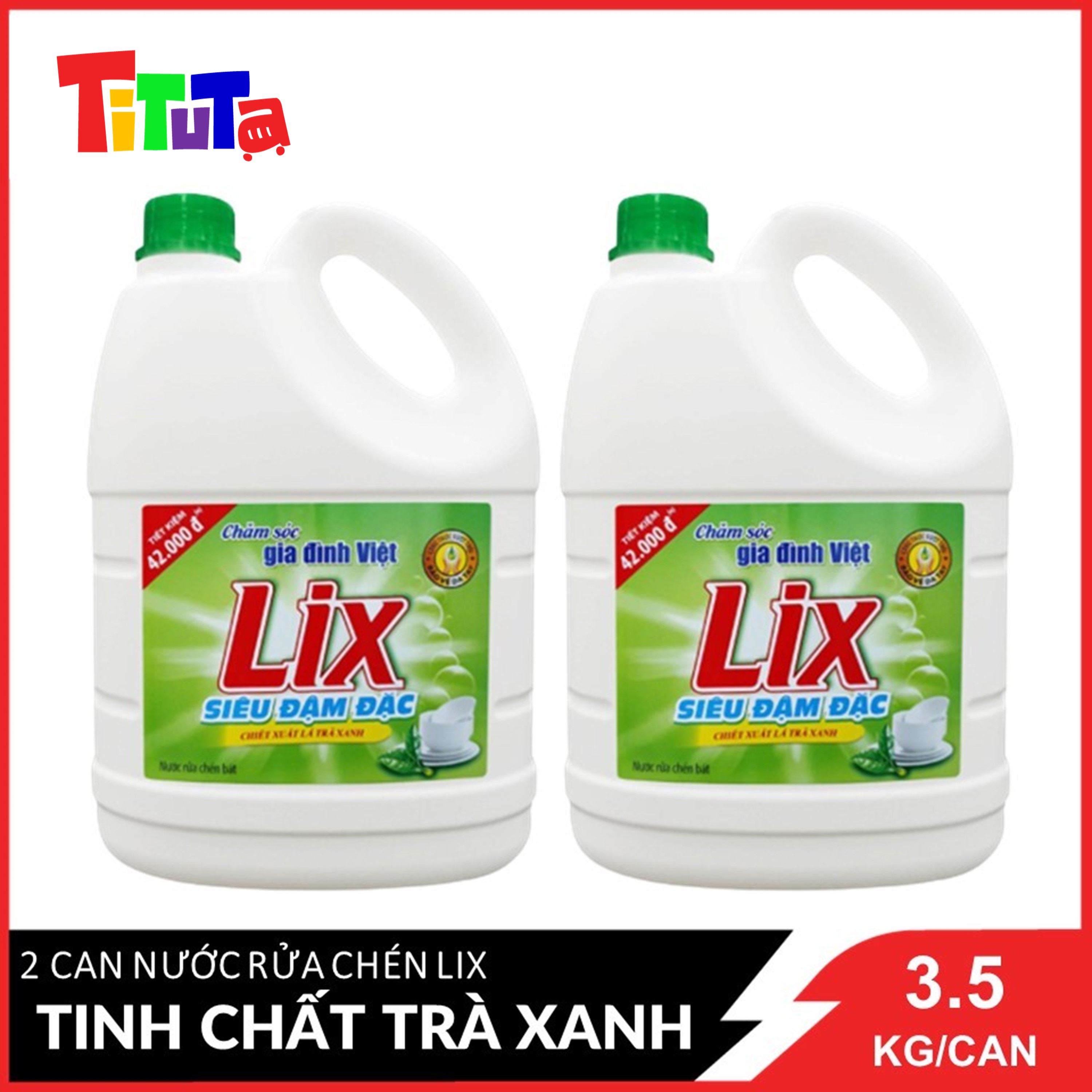 Combo 2 Nước Rửa Chén Lix Siêu Đậm Đặc Tinh Chất Trà Xanh 3.6Kg/Canx2