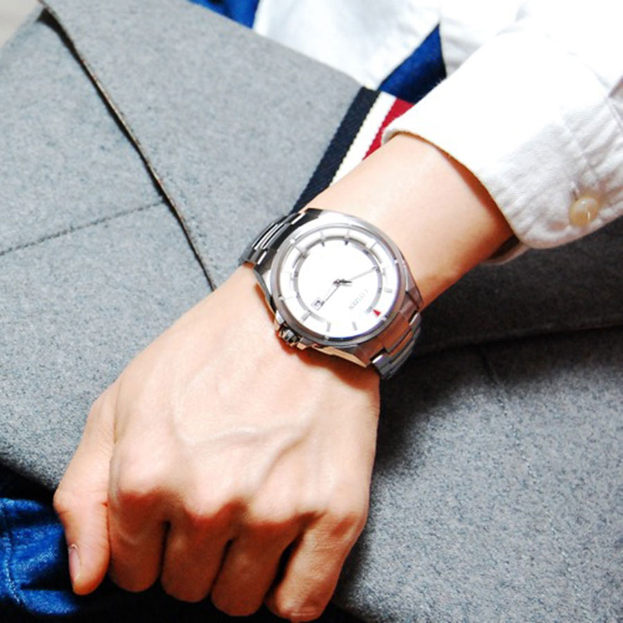 Đồng Hồ Nam Citizen Dây Titanium AW1401-50A - Mặt Trắng