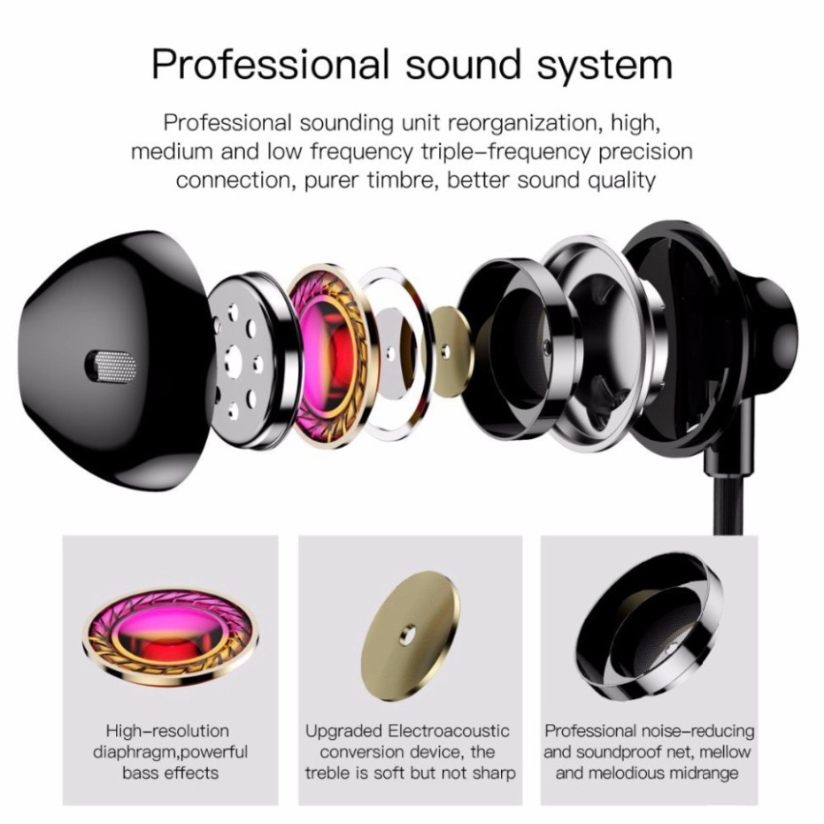 Tai Nghe Có Dây Mic Bass Âm Thanh Jack 3.5Mm Cho Điện Thoại Samsung Xiaomi - Hàng Chính Hãng Baseus