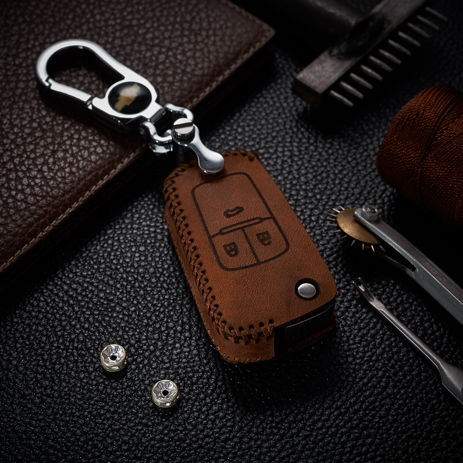 Bao Da Chìa Khóa dành cho Ô Tô Chervrolet Cruze 3 nút da bò sáp dạng hộp