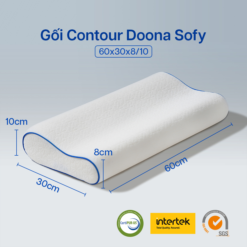 Gối Foam Contour Doona Sofy Cấu Trúc Lượn Sóng Nâng Đỡ Định Hình Xương Cổ Và Đầu Hoàn Hảo