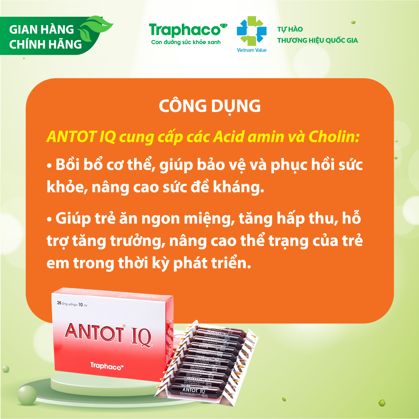 ANTOT IQ - BỔ DƯỠNG TOÀN DIỆN, ĂN NGON CHO TRẺ NHỎ VÀ NGƯỜI TRUNG CAO TUỔI