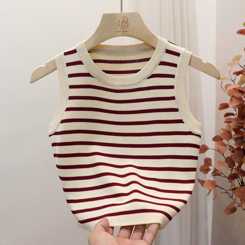 Áo len kẻ sát nách croptop chata liệu len mỏng mịn đẹp