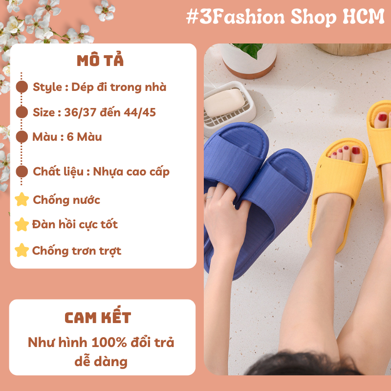 Dép Nhựa Đi Trong Nhà Nhựa Nguyên Khối Bền Đẹp 3Fashion - 3190