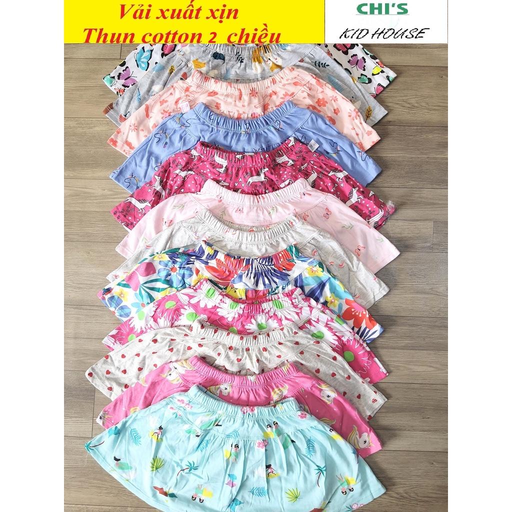 CHÂN VÁY CHO BÉ THUN COTTON XUẤT DƯ CÓ QUẦN ĐÙI CHIP BÊN TRONG 9-29KG