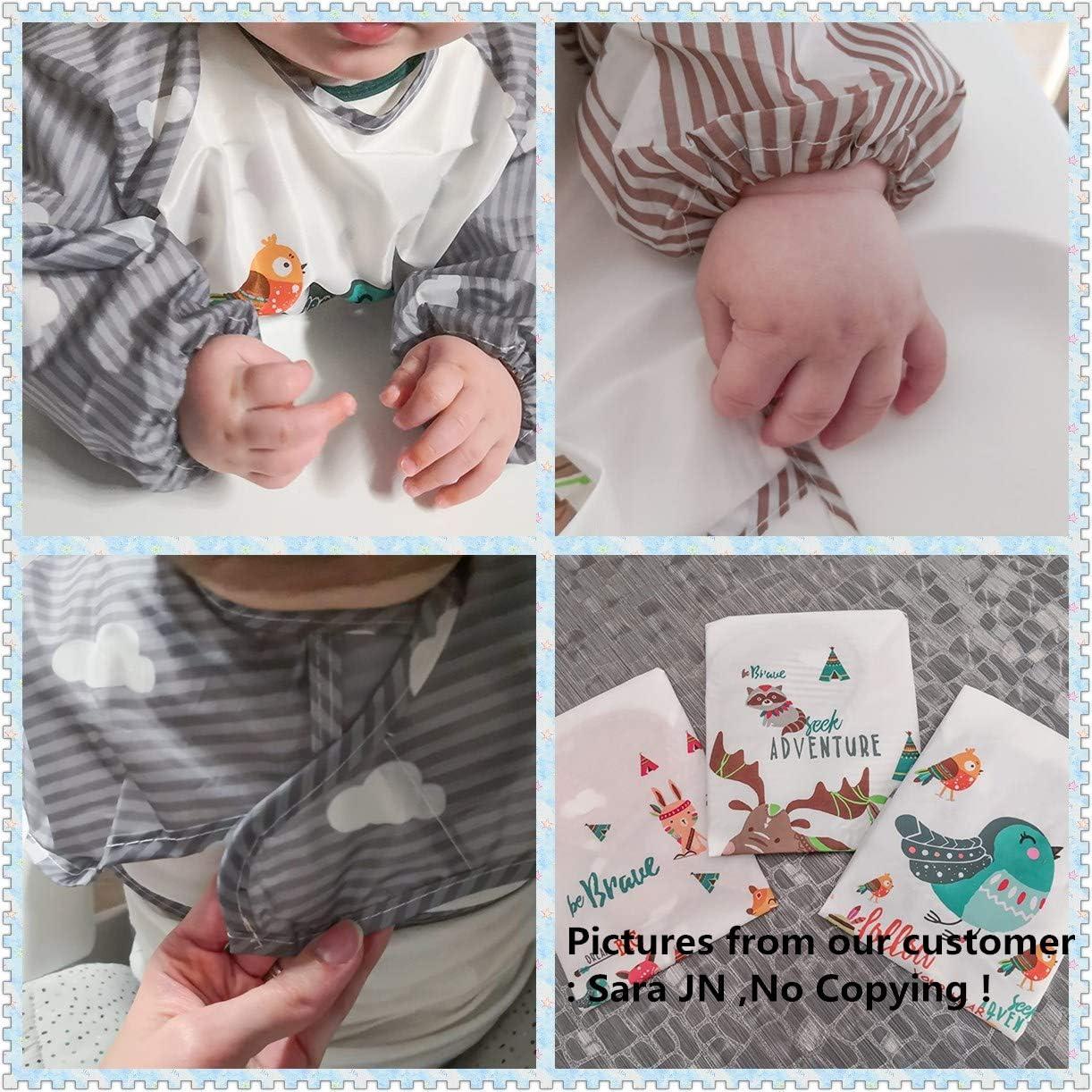 Bộ 3 Yếm Tay Dài Chống Nước Trò Chơi Cho Ăn/Tranh Tạp Dề Yếm Chống Nước