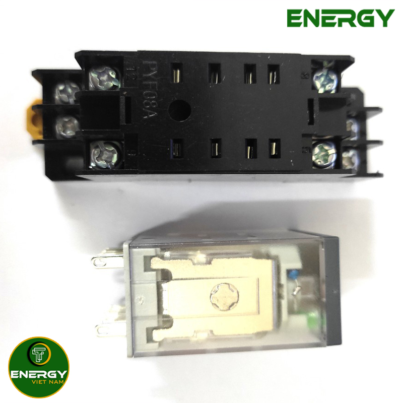 Rơ Le Trung Gian 8 Chân Relay 220V + Đế - Thiết Bị Điện