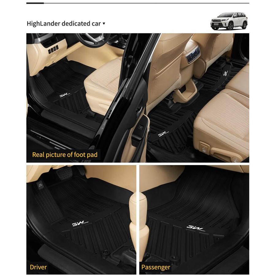 Thảm lót sàn Toyota Highlander 2014- đến nay Nhãn hiệu Macsim 3W chất liệu nhựa TPE đúc khuôn cao cấp - màu đen