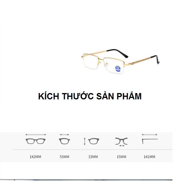 Kính lão thị viễn thị TITAN KV5PUNIQUI màu vàng gold doanh nhân sang trọng nửa viền hàng cao cấp tặng hộp và khăn