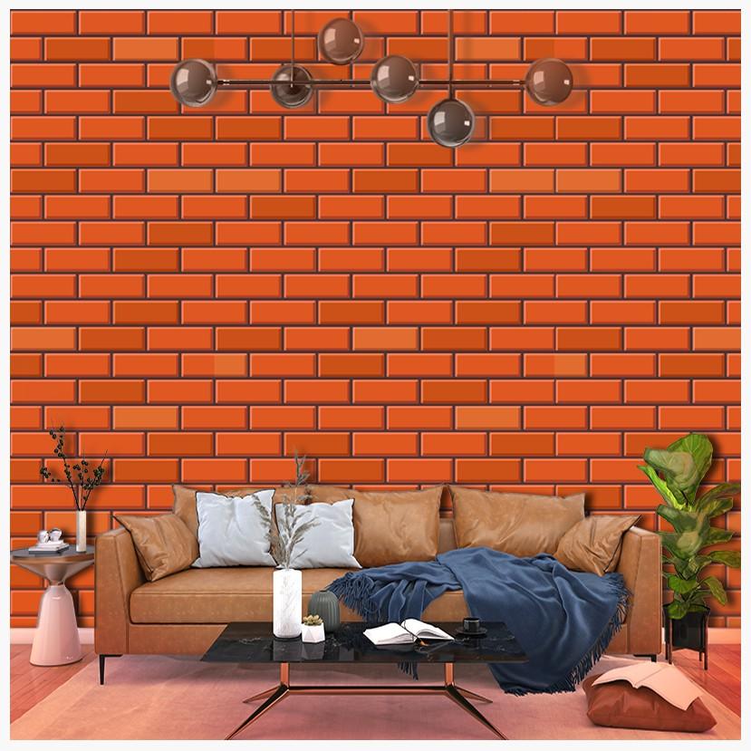 Giấy Dán Tường Giả Gạch Màu Ngói Mã | Decal Dán Tường Trang Chí Chất Liệu Decal Dán Dễ Chùi Rửa Chống Nấm Mốc Bámẩn