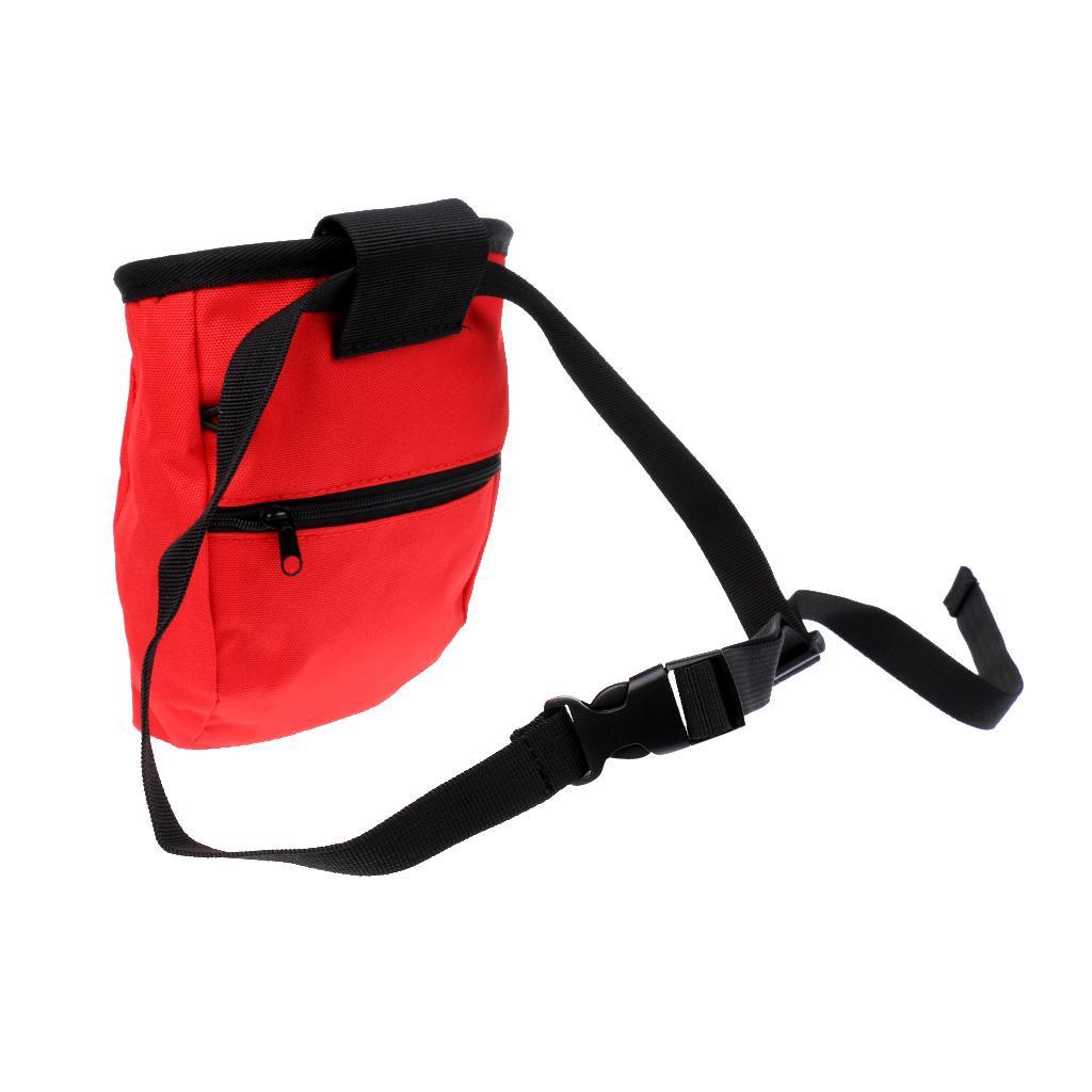 2 Pieces Blue + Red Waterproof Anti-slip Rock Climbers Climbing Caving Bouldering Chalk Bag Storage with Adjustable Waist Belt