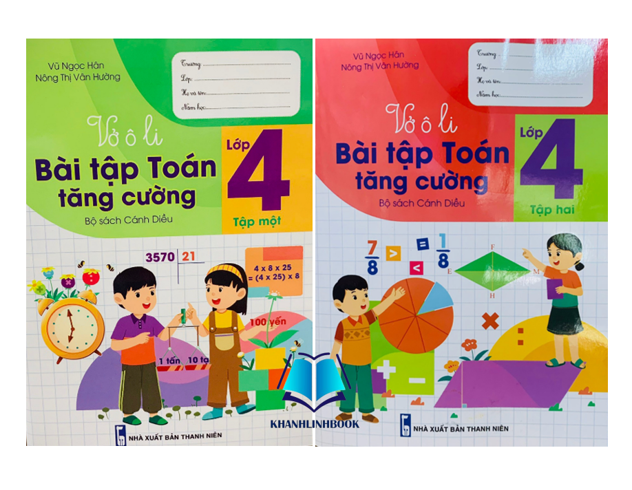 Sách - Combo Vở Ô li Bài Tập Toán Tăng Cường lớp 4 - tập 1 + 2