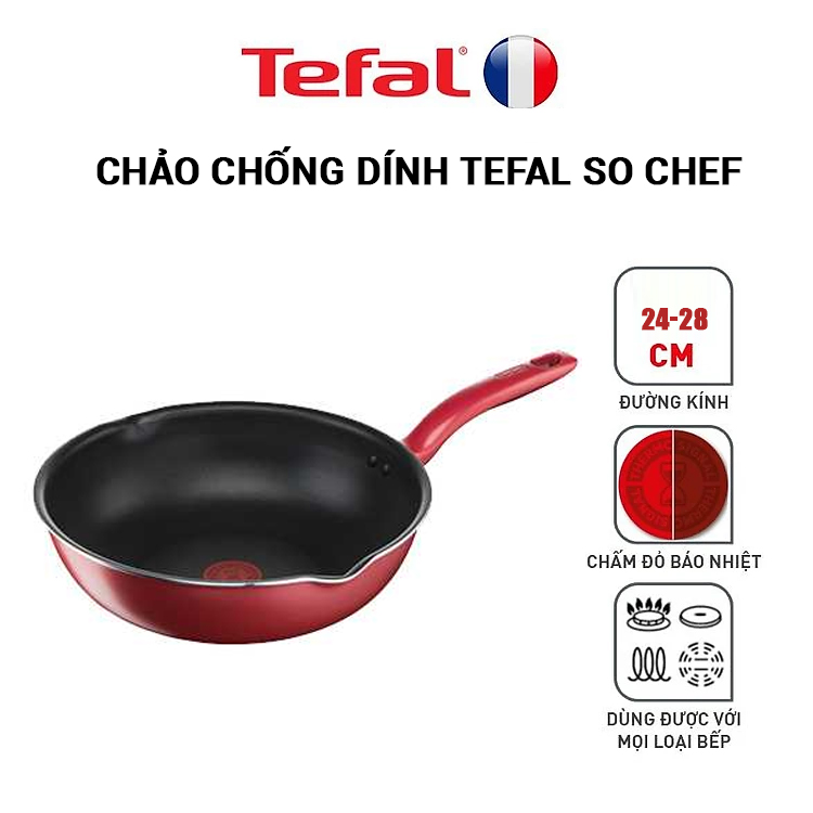Chảo Tefal lòng sâu chống dính - So Chef G1358696 - hàng chính hãng