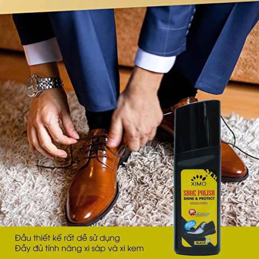 Xi nước đánh bóng màu đen 50ml Làm Sáng Bóng cho giày túi ví da trơn