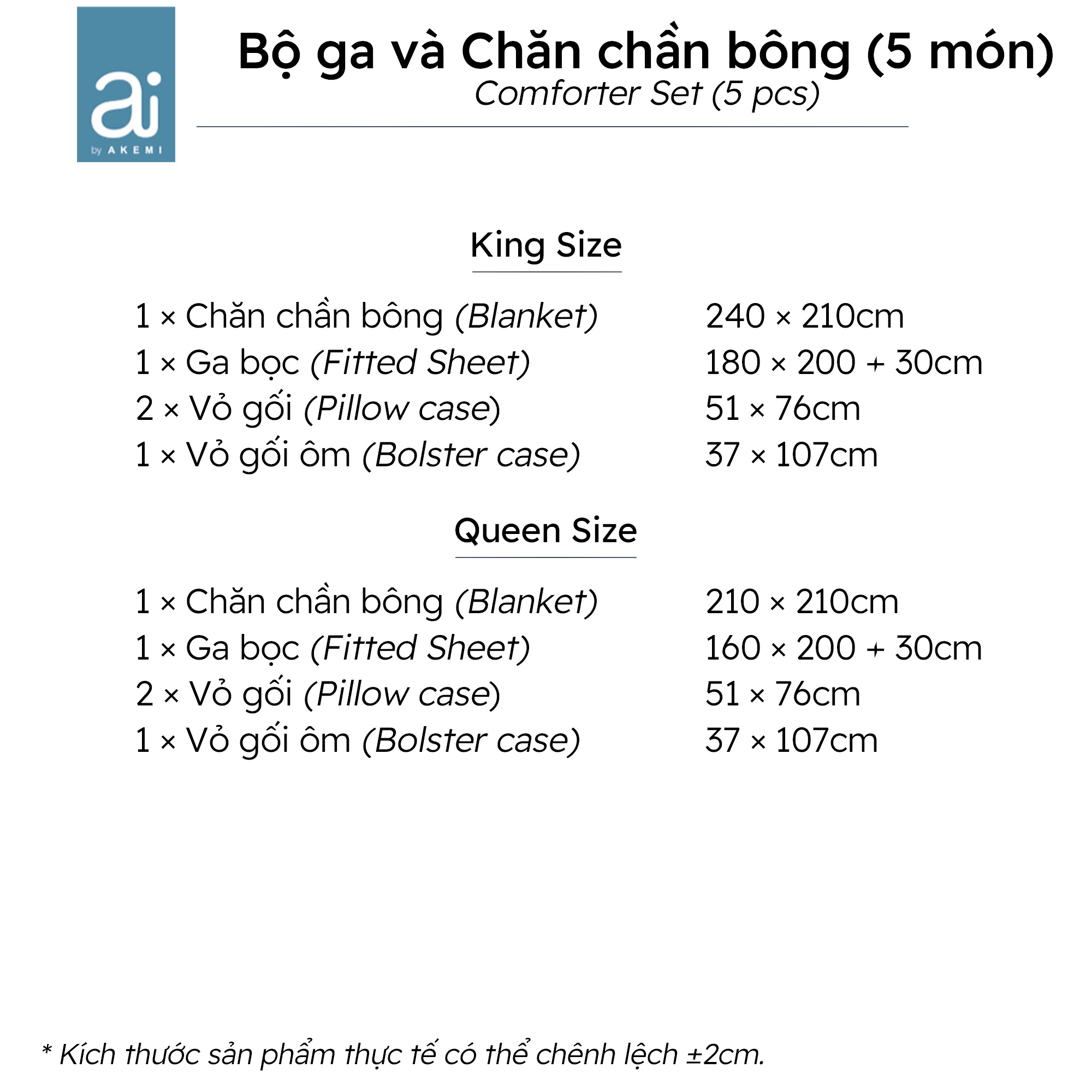 Bộ ga và Chăn chần bông Ai By Akemi Colourkissed Ofek, gồm 5 món