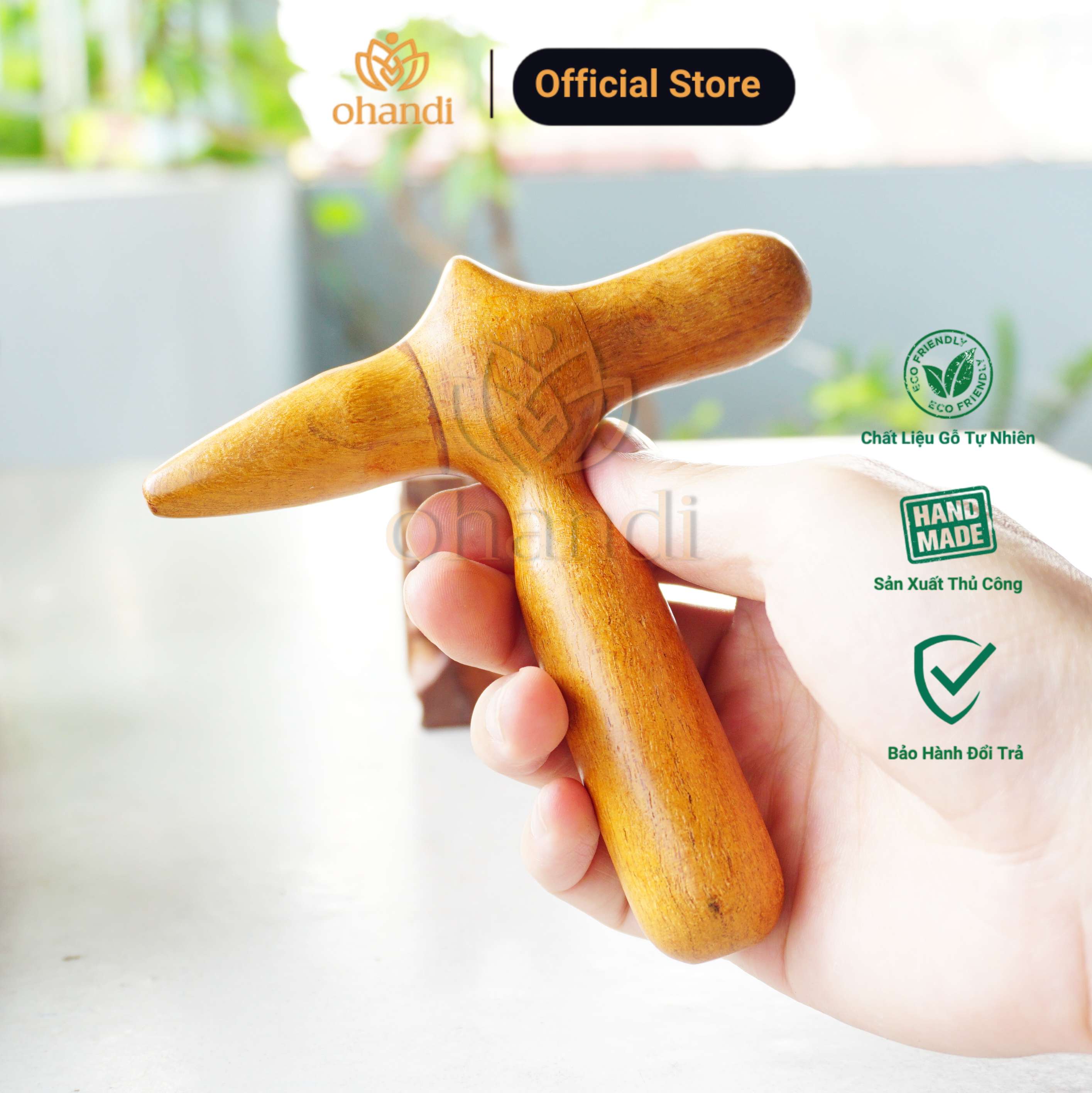Cây bấm huyệt gỗ hình chữ thập hỗ trợ bấm huyệt bàn chân bấm huyệt cổ vai gáy dụng cụ bấm huyệt toàn thân