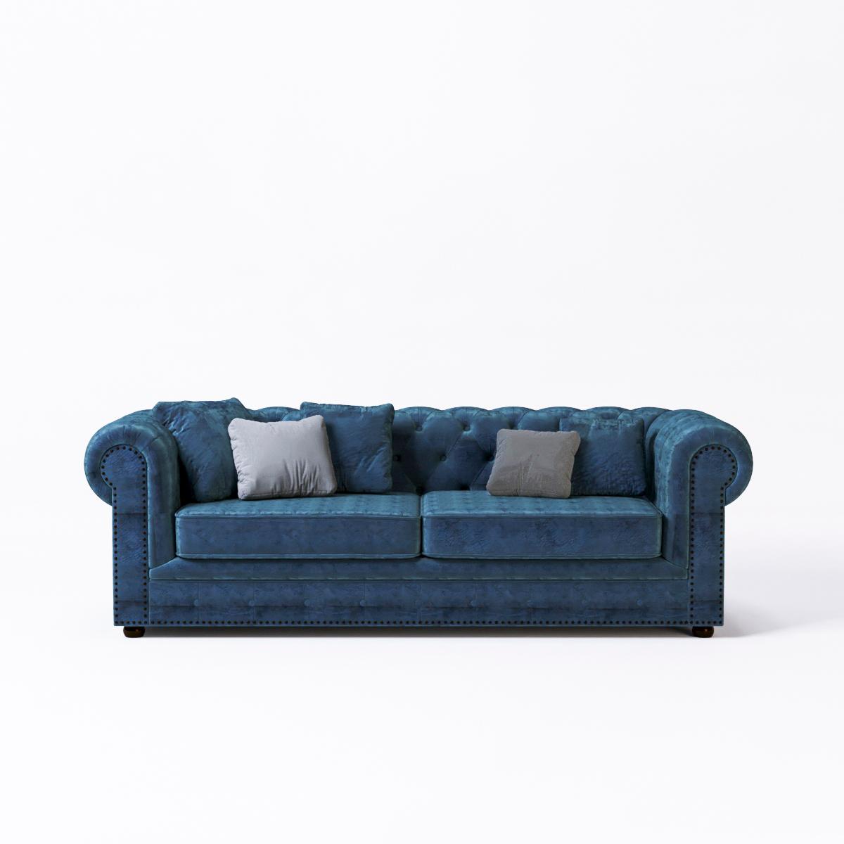Ghế sofa Wave phòng khách phong cách cổ điển màu xanh.