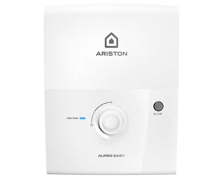 AURES EASY 4.5P Máy nước nóng trực tiếp Ariston AURES EASY 4.5P Bơm trợ lực, Cầu dao chống rò điện ELCB, Vỏ chống thấm [Hàng Chính Hãng]