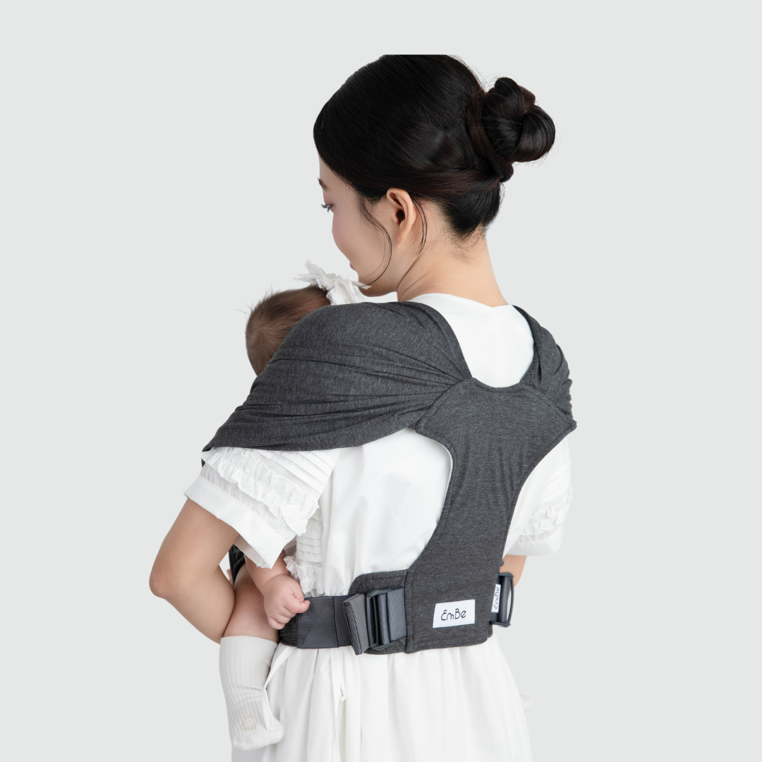 [THIẾT KẾ MỚI] Địu Vải EmBé Sling Cao Cấp Màu Charcoal Cho Bé Từ 0 Đến 24 Tháng Tuổi