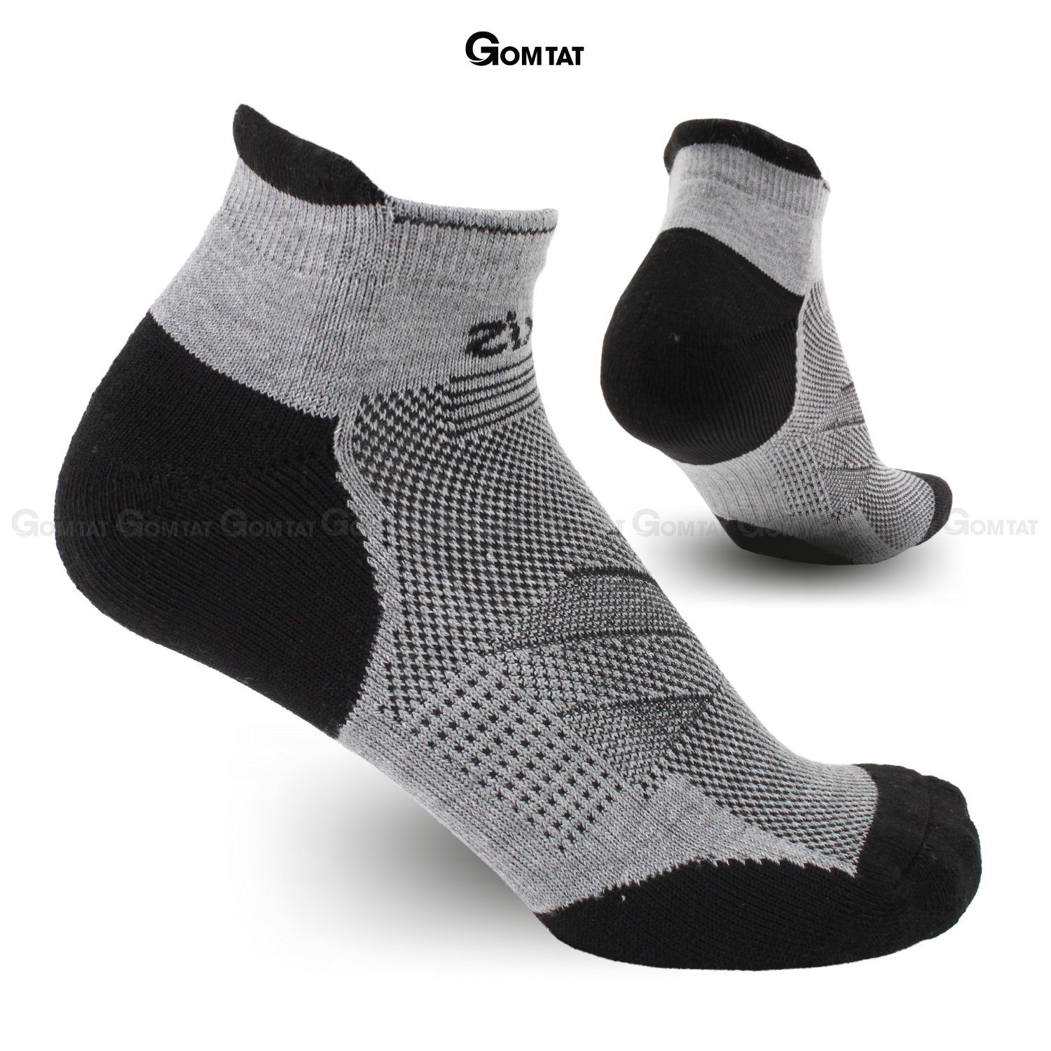 Tất vớ chạy bộ nam nữ cổ ngắn LUXIS, dùng trong thể thao và tập luyện, chất liệu sợi cotton hút ẩm cao cấp – LUXIS-S17 – 1 Đôi Xám