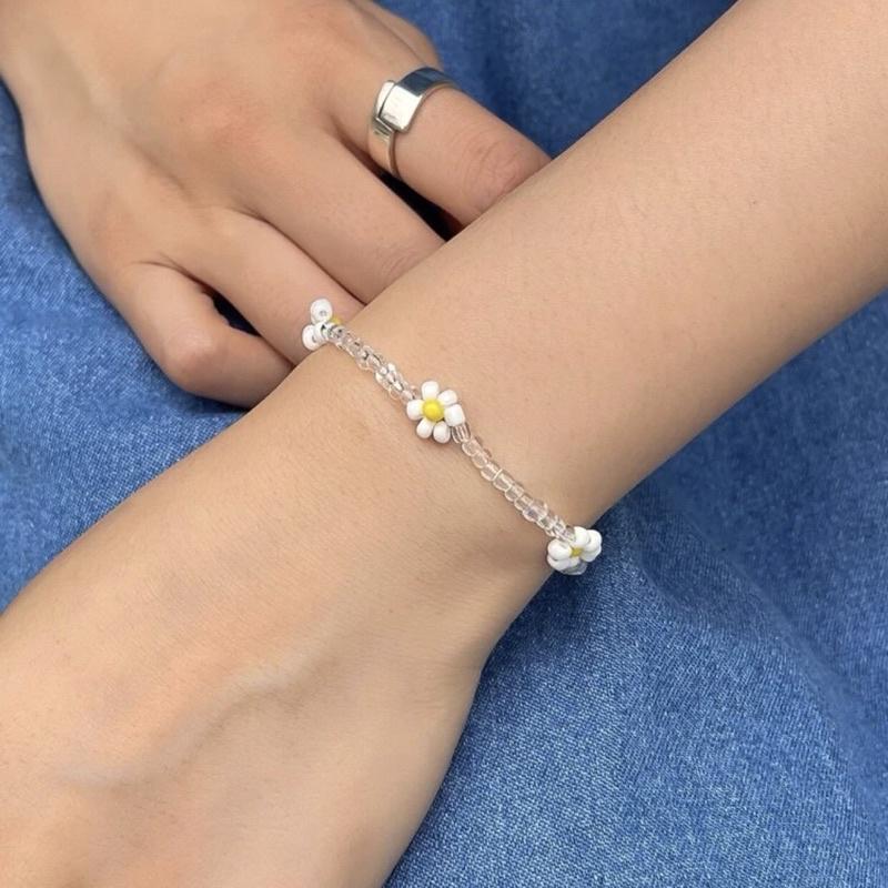 N71 Vòng tay, dây chuyền , Nhẫn handmade hoa cúc trắng đục Daisy phong cách Hàn Quốc xinh xắn