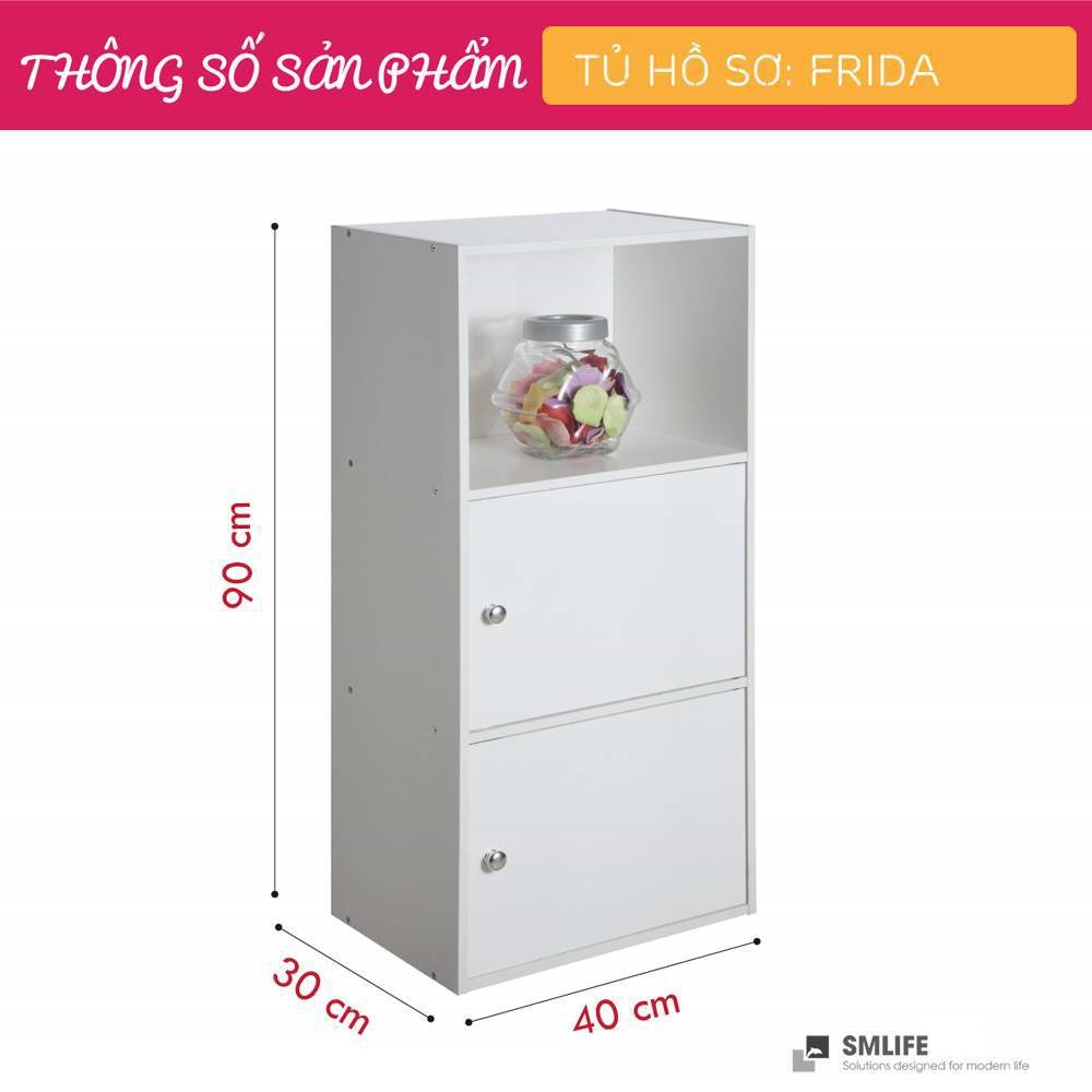 Tủ đựng tài liệu, hồ sơ gỗ hiện đại SMLIFE Frida  | Gỗ MDF dày 17mm chống ẩm | D40xR30xC90cm - Màu