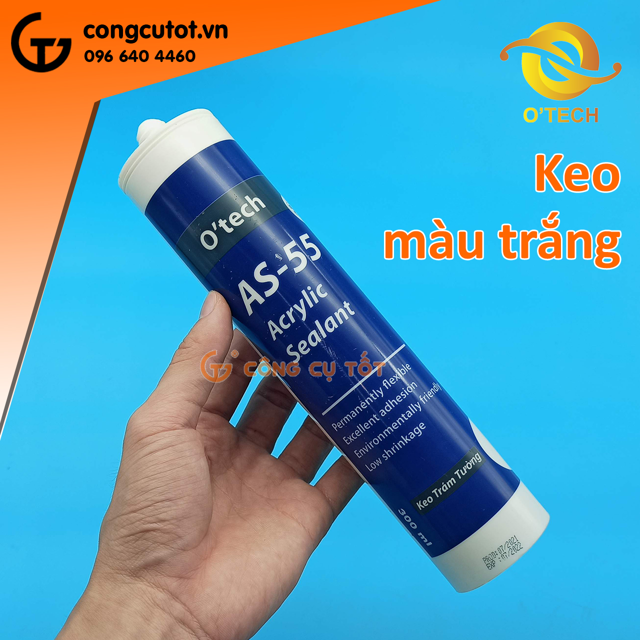 Keo trám tường màu trắng sơn được Acrylic Otech AS-55