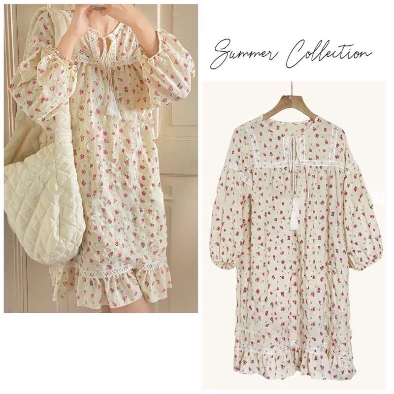 Váy babydoll hoa nhí chất xịn đi chơi đi biển bầu bì bon chen cực xinh bkfrreship
