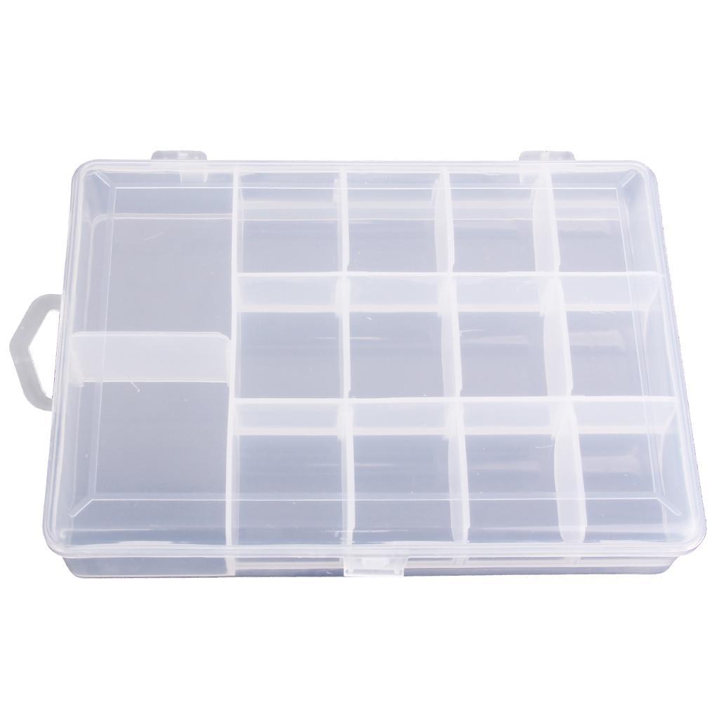 Clear Plastic Adjustable Fishing Lure Baits Tackle Tool Storage Box Case