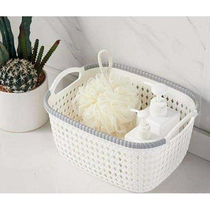 Rổ Nhựa Giả Đan Mây Có Quai Cầm Cỡ Nhỏ No.3377-1