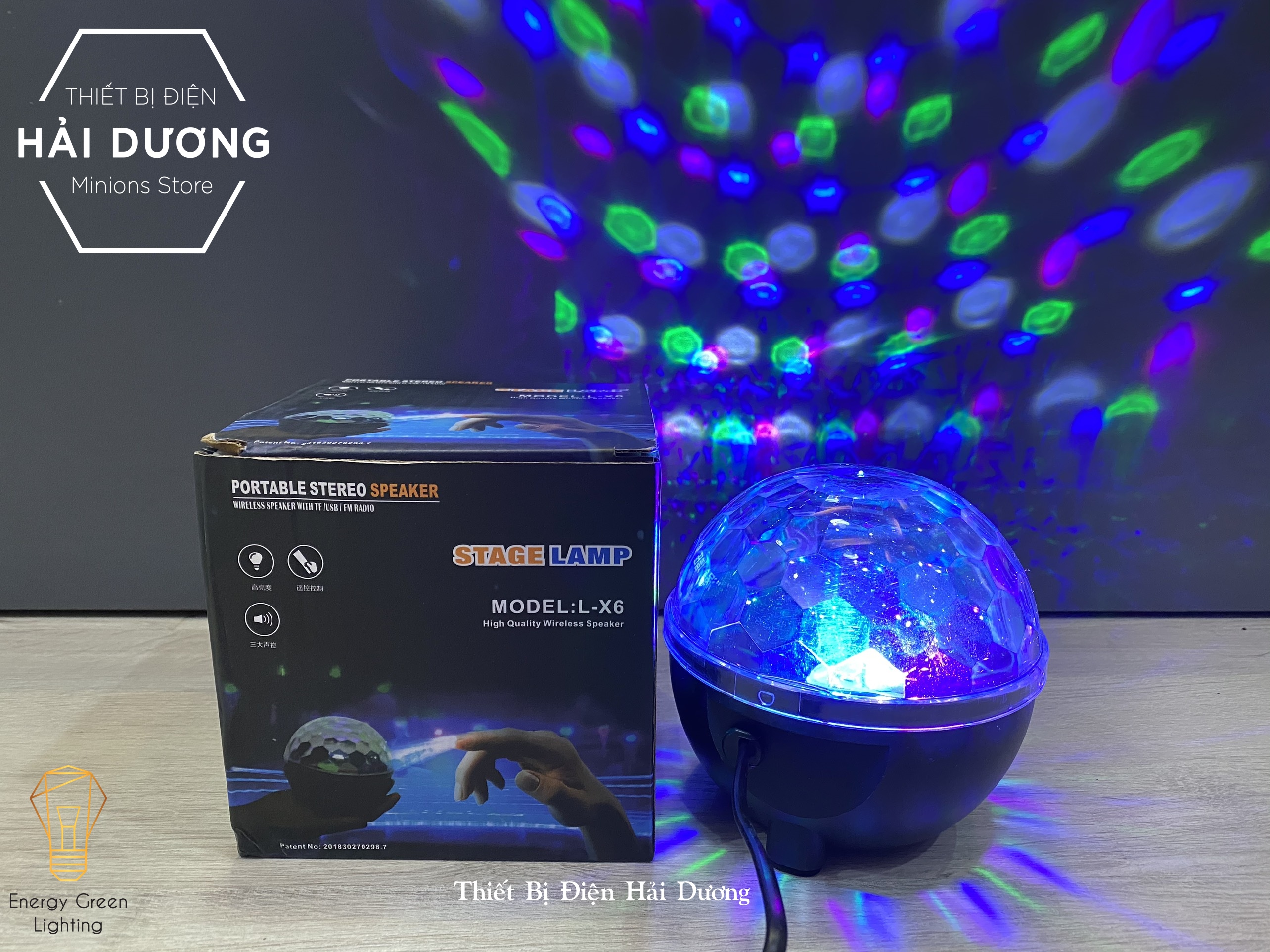 Đèn LED Sân Khấu Pha Lê Mini RGB L-X6 - Dải Led Chuyển Động Đa Màu Sắc - Cảm Ứng Nháy Theo Điệu Nhạc - Có Điều Khiển