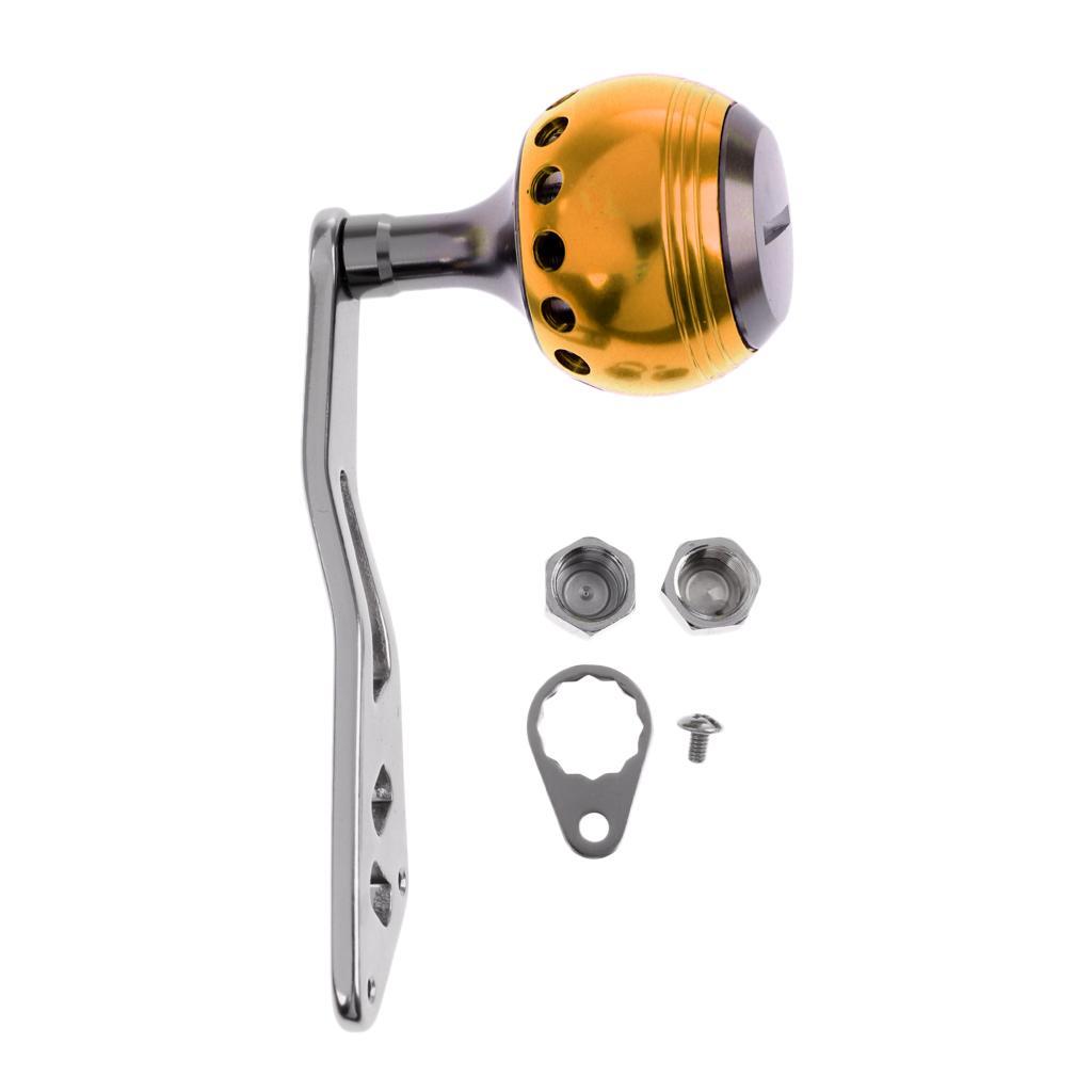 Fishing Handle Reel Single Metal Knob Replacement Reel Handle Rocker for Baitcasting Spinning Reels, 3 Colors