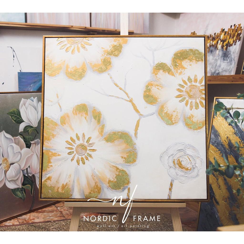 Tranh sơn dầu cao cấp - NORDIC FRAME - Tranh hoa mai dát vàng, vẽ tay 100%, đẳng cấp và sang trọng, vẽ theo yêu cầu