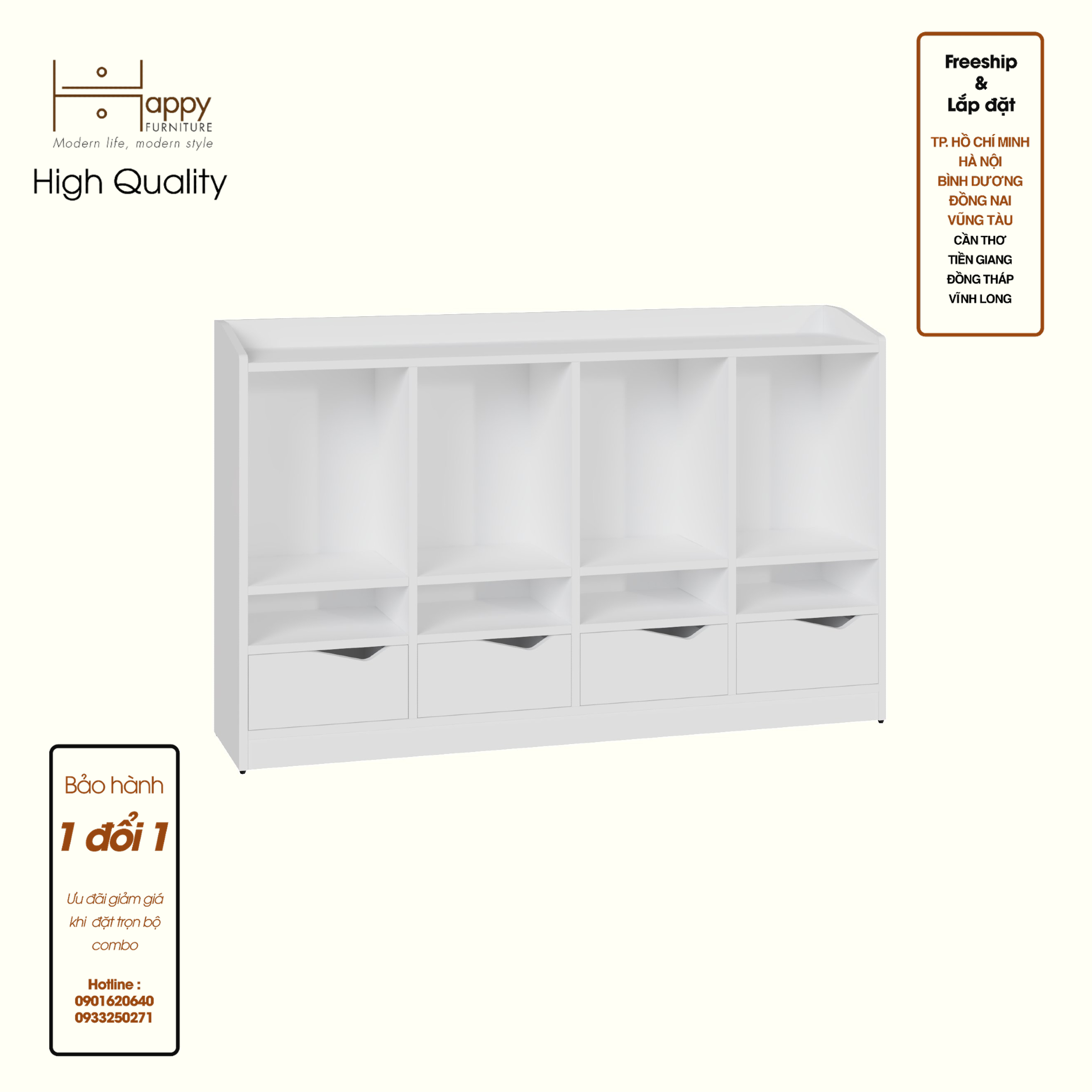 [Happy Home Furniture] WINNI, Tủ lưu trữ 4 ngăn kéo , 140cm x 28cm x 86cm ( DxRxC), THK_141