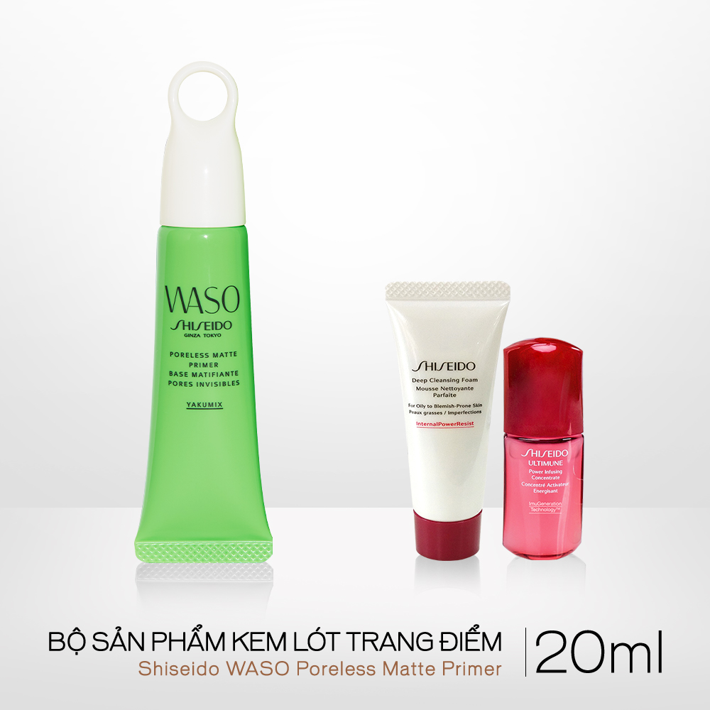 Bộ sản phẩm Kem lót trang điểm Shiseido WASO Poreless Matte Primer 20ml-15616