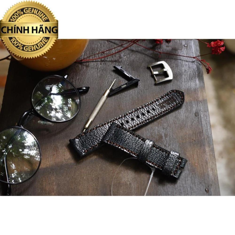 DÂY ĐỒNG DA BÒ THẬT RAM Classic 1956 Steel Black - HÀNG CHÍNH HÃNG