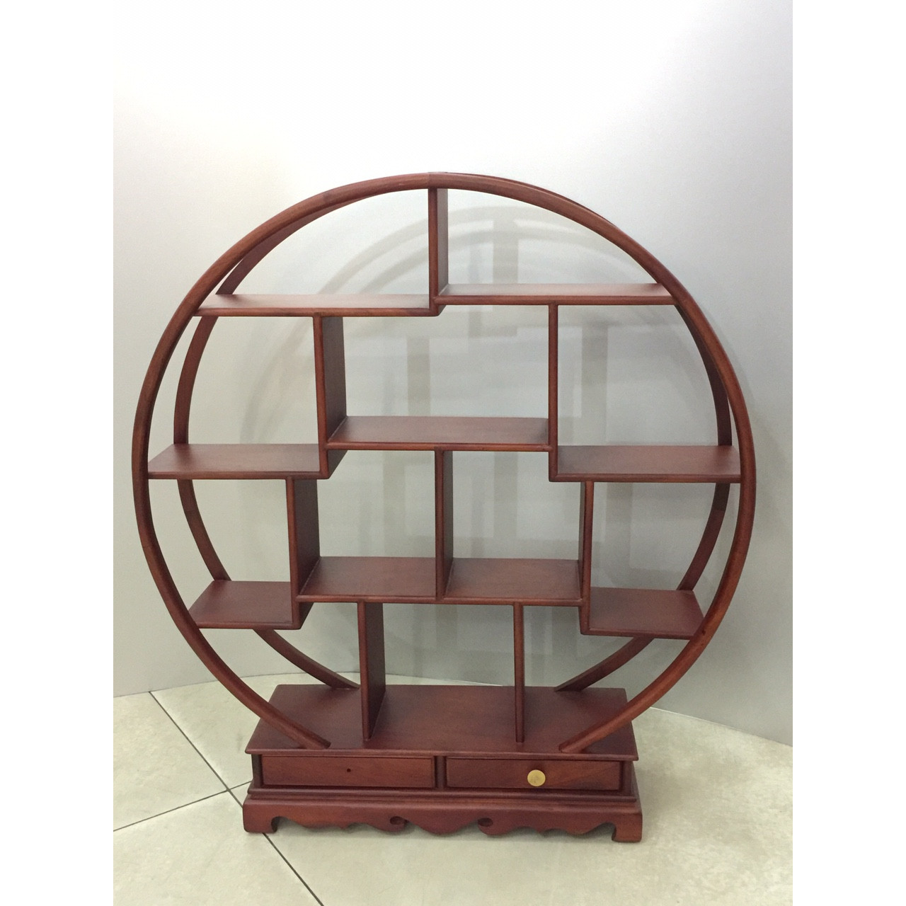 Kệ tròn trang trí gỗ hương Ngang 60cm - Sâu 14cm - cao 66cm
