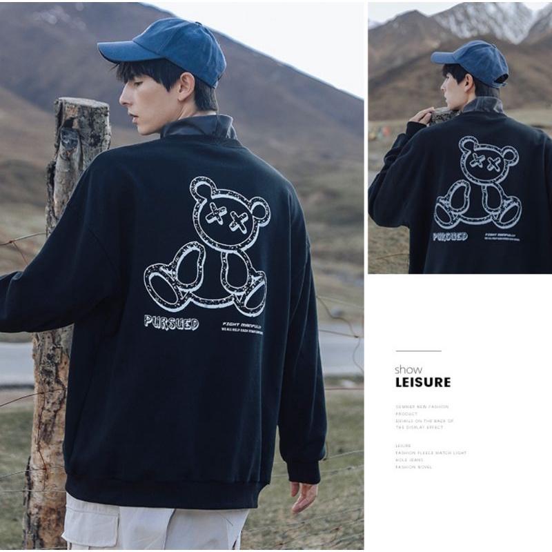 Áo sweater gấu phản quang siêu đỉnh, 100% cotton mềm mịn, nam nữ mặc được unisex ulzzang - ẢNH THẬT