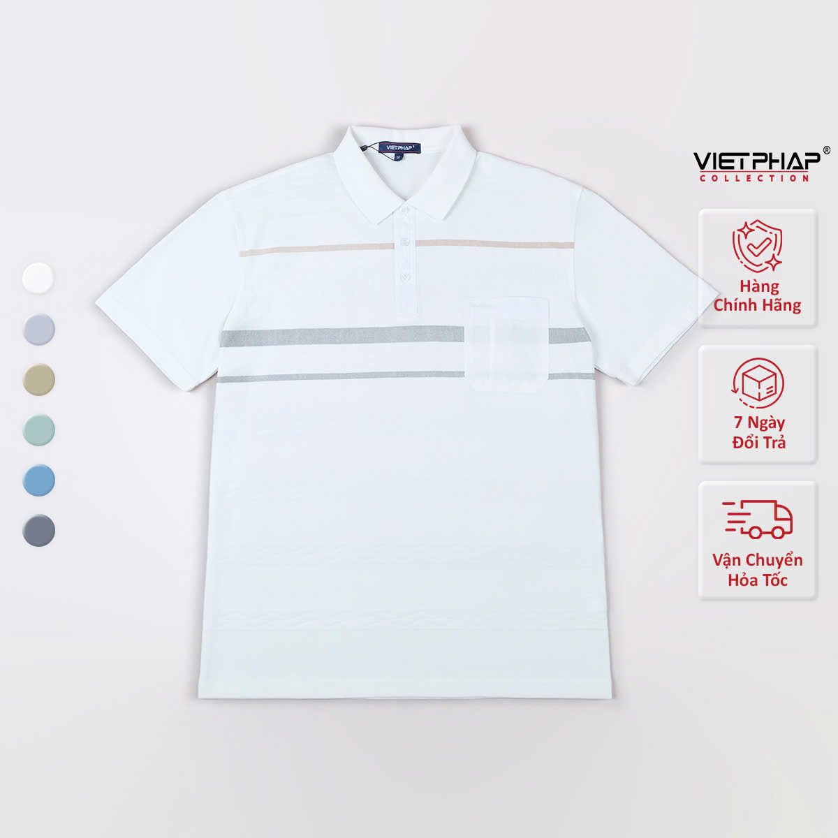 Áo Polo Nam VIỆT PHÁP Form Luxury - Thun Dệt Kim, lịch lãm, sang trọng 3314