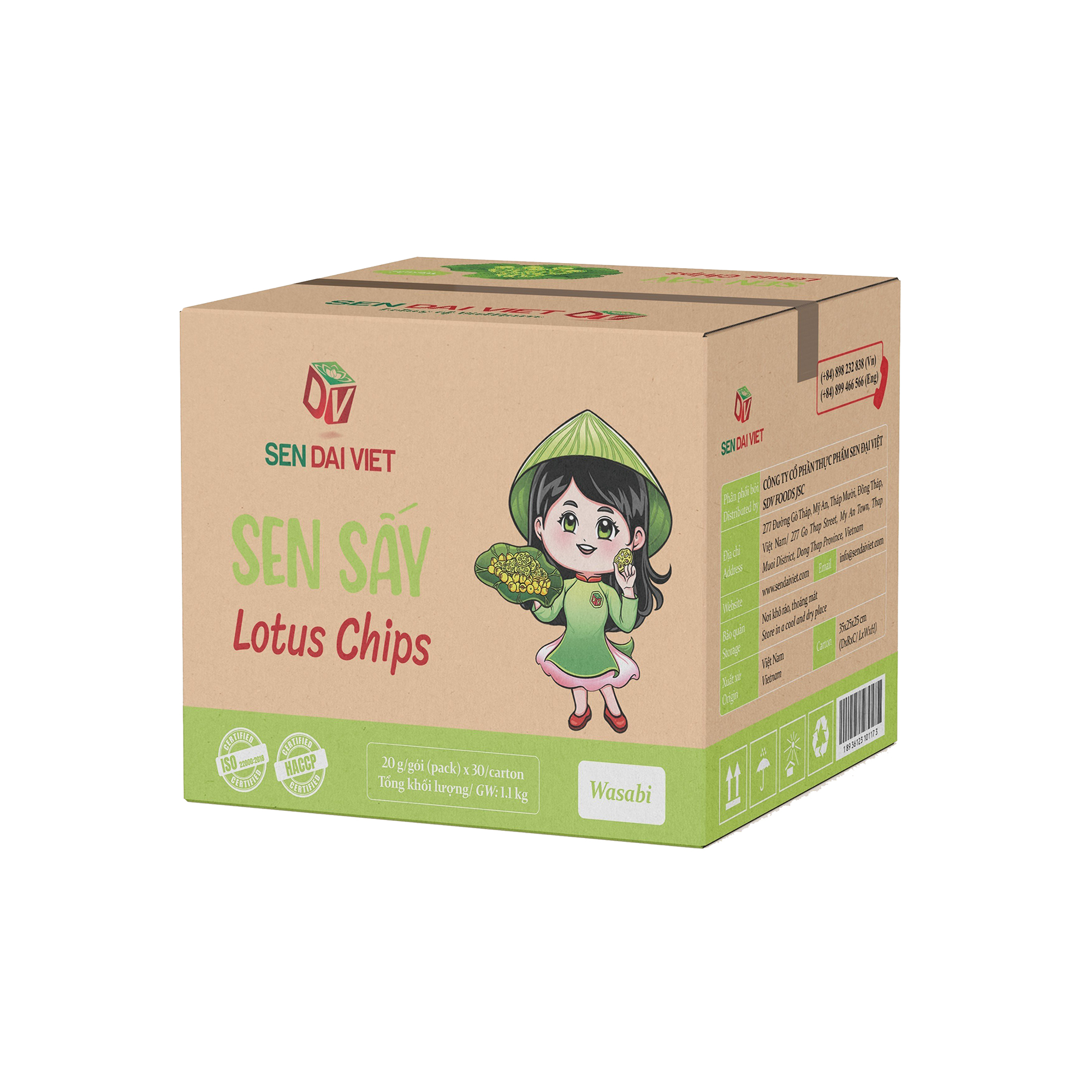 Sen Sấy Vị Wasabi- Sen Sấy Giòn Tan, Vị Cay Bùng Nổ, Kích Thích Vị Giác, ĐV- Sen Đại Việt- Gói 30g