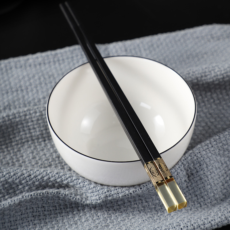 Sét 10 Đôi Đũa Hợp Kim Mạ Vàng Hổ Phách Cao Cấp