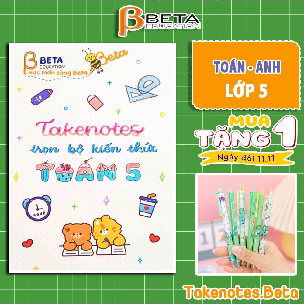 Combo 2 sổ takenote Toán Anh lớp 5, sổ tay ghi chú lò xo khổ a5 hoặc sổ còng sắt đóng binder - takenotes beta