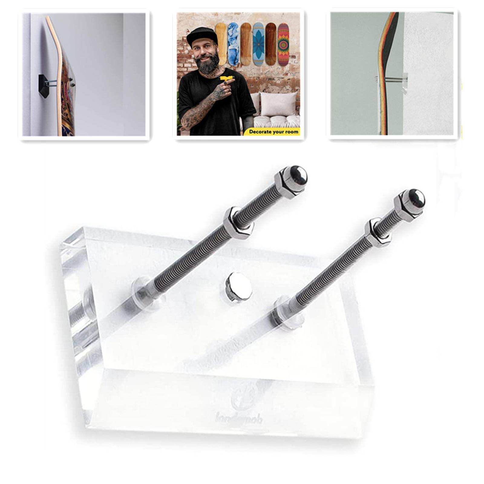 Skateboard Wall Mount Hanging Longboard Display Garage Rack Holder Clear