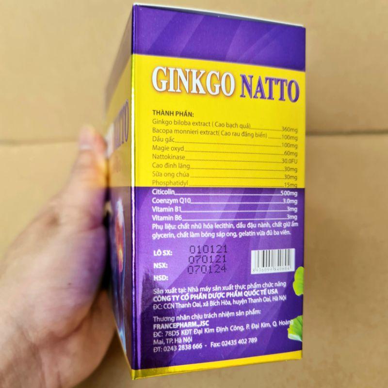 GINKGO NATTO COENZYM Q10, GIÚP TĂNG CƯỜNG LƯU THÔNG TUẦN HOÀN NÃO - HỘP 100 VIÊN
